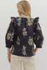 Black purple floral top by Entro