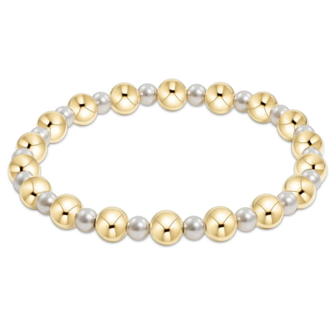Pearl grateful pattern 4mm bead bracelet 6mm gold by enewton