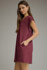 Cap sleeve v neck mini dress burgandy by Entro