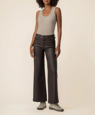 Meg high rise wide leg coated chocolate by Kut from the Kloth