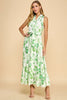 Leaf print maxi with belt by TCEC