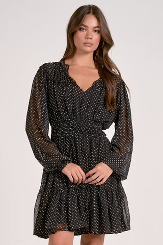 Polka dot long sleeve mini dress by Elan
