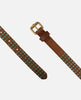 Leather belt with turquoise patina studs cognac by Amsterdam Heritage