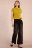 Mock neck short sleeve sweater lime green by Molly Bracken