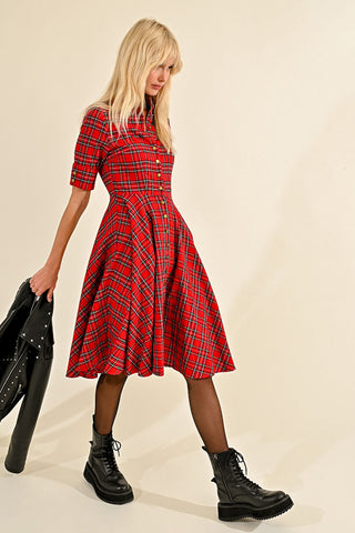 Classic plaid midi dress by Molly Bracken