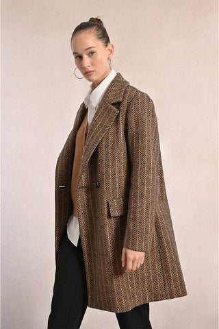 Brown black herringbone coat by Molly Bracken