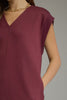 Cap sleeve v neck mini dress burgandy by Entro