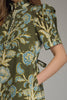 Olive and blue floral print mini dress by Entro