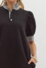 Casual dress with seersucker collar and sleeve black by Entro