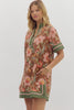 Brown fall floral mini dress by Entro