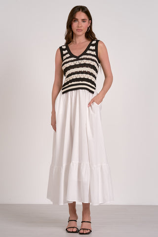 Black and white woven top dress by Elan