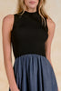 Mock neck sleeveless maxi black denim by Elan