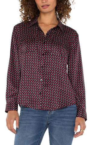 Flap pocket button up star ruby dot print by Liverpool