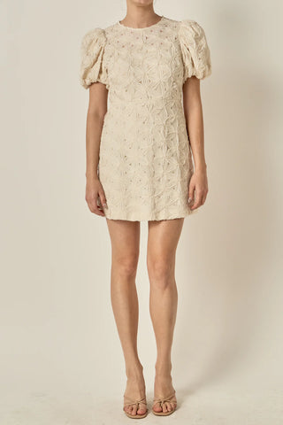 Textured puff sleeve mini dress by Endless Rose