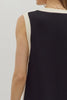 Black v neck dress cream trim by Entro