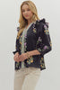 Black purple floral top by Entro