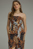 Strapless floral top and pant set brown by Entro
