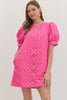 Hot Pink button front dress gold print by Entro