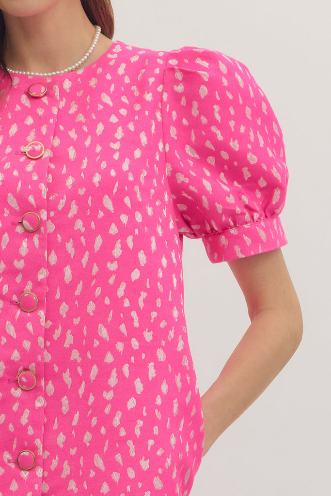 hot pink button dress Hot Pink Cotton Gauze Button Down Midi Dress Small