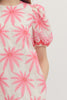 Cream mini pink red floral embroidery by Entro