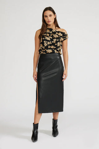 Cade faux leather skirt black by Lucy Paris