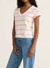 Striped modern vneck tee red hot by Z Supply