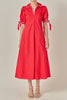 Stitch detail midi dress red by English Factory