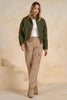 Corduroy trim olive jacket by Elan