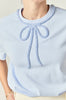 Beaded bow tshirt powder blue by English Factory