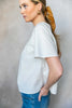 Contrast knit and poplin asymmetrical blouse by Before You