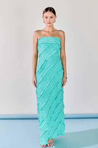 Strapless ruffled maxi aquamarine by Endless Rose