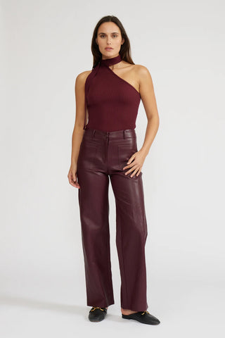 Reeve faux leather pant burgundy by Lucy Paris