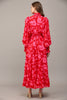 Ruffle Detail Smocked Waist Maxi in Red Pink by Fate