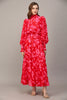 Ruffle Detail Smocked Waist Maxi in Red Pink by Fate