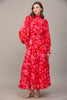 Ruffle Detail Smocked Waist Maxi in Red Pink by Fate