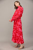 Ruffle Detail Smocked Waist Maxi in Red Pink by Fate