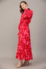 Ruffle Detail Smocked Waist Maxi in Red Pink by Fate