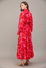 Ruffle Detail Smocked Waist Maxi in Red Pink by Fate