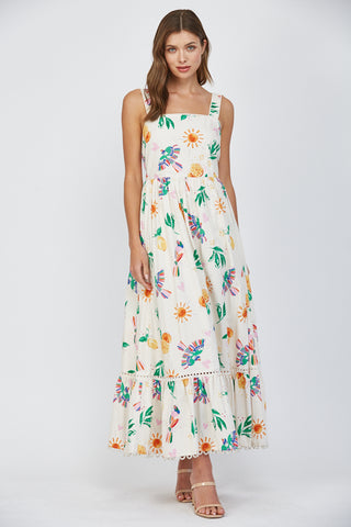 Lace trim detail back tie maxi by Fate