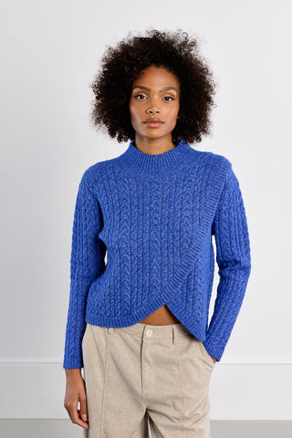 Blue cable knit sweater by Molly Bracken￼