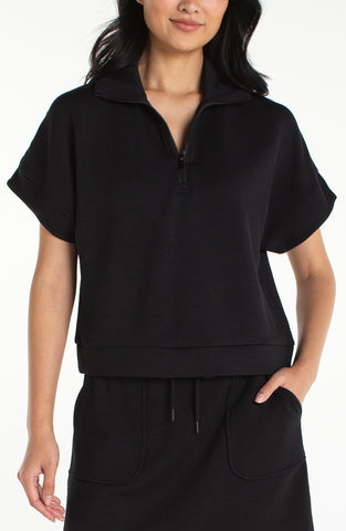 Half Zip Popover Top black by Liverpool