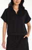 Half Zip Popover Top black by Liverpool