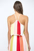 Color block halter crop top by Fate