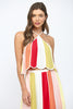 Color block halter crop top by Fate