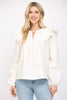 Tuck detail tassel trimmed tie neck top by Fate