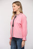 Embroidery & pin tuck front detail top pink by Fate