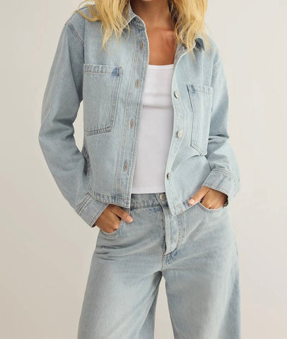 All Day Cropped Denim Jacket in Faded Indigo by Z Supply
