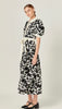 White and black printed midi dress by English Factory