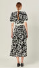 White and black printed midi dress by English Factory