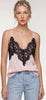 Sleeveless woven top with lace pink chantilly by Liverpool